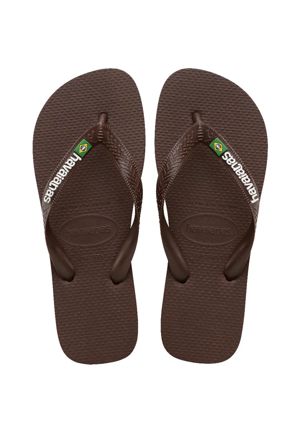 BRASIL LOGO BUTTERCREAM UNISEX - Zehentrenner - dark brown/white
