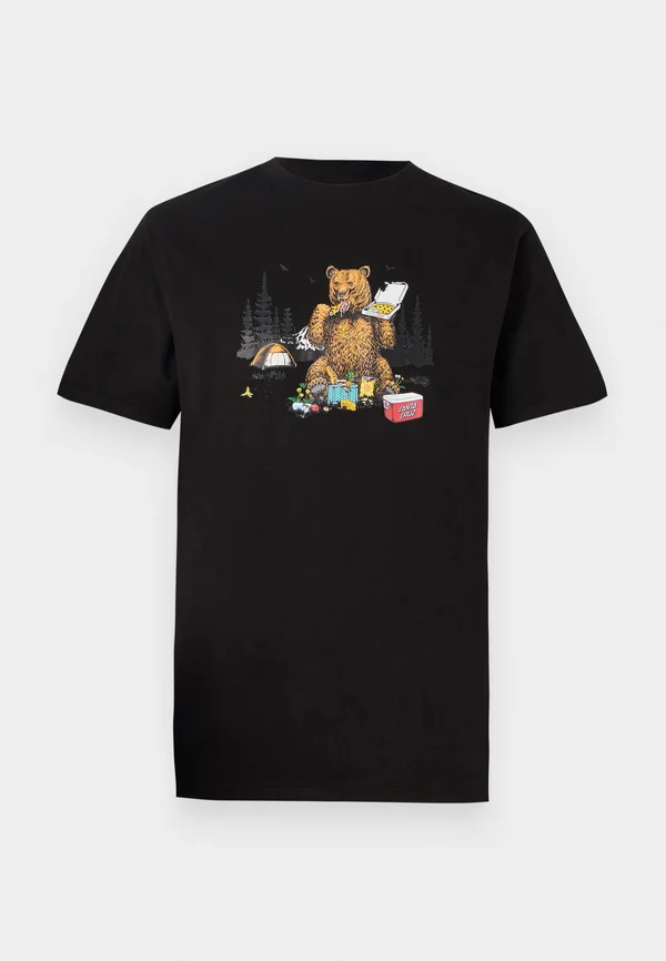 BRAUN PIZZA BEAR UNISEX - T-Shirt print - black