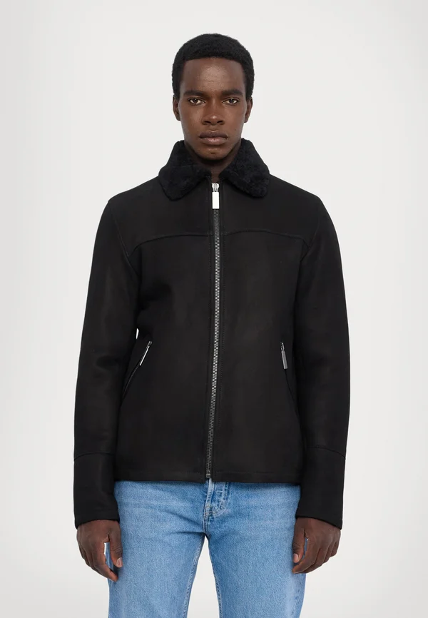 BRETT JACKET - Lederjacke - black