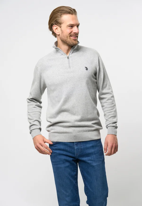 BRISON HALF-ZIP - Strickpullover - grey melange