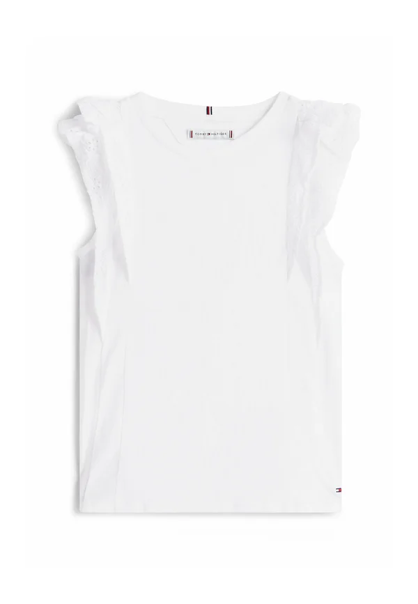 BRODERIE ANGLAISE SLEEVE  - T-Shirt basic - white