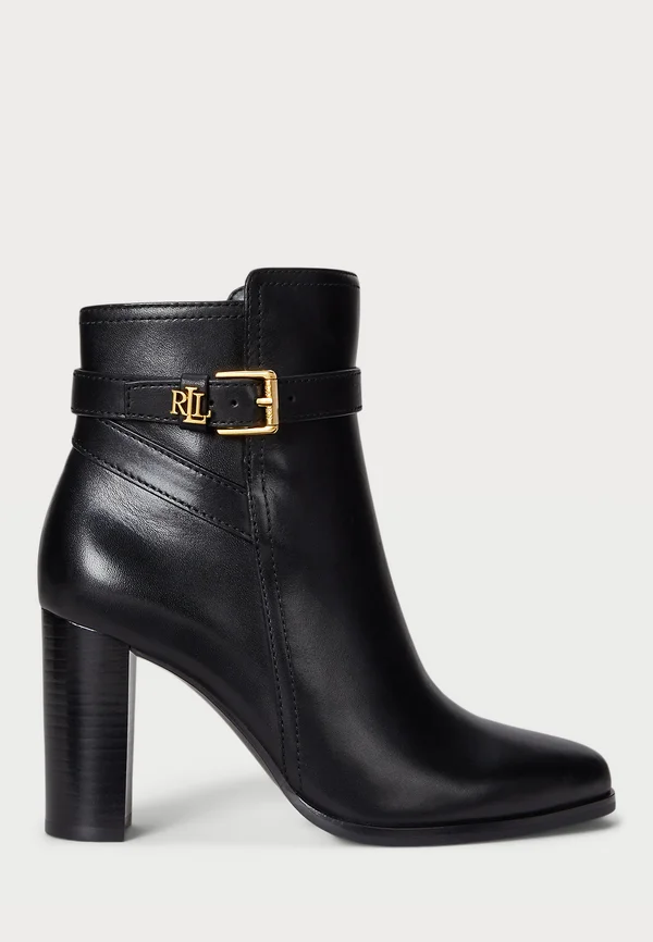 BROOKE II BURNISHED LEATHER BOOTIE HEEL - High Heel Stiefelette - black