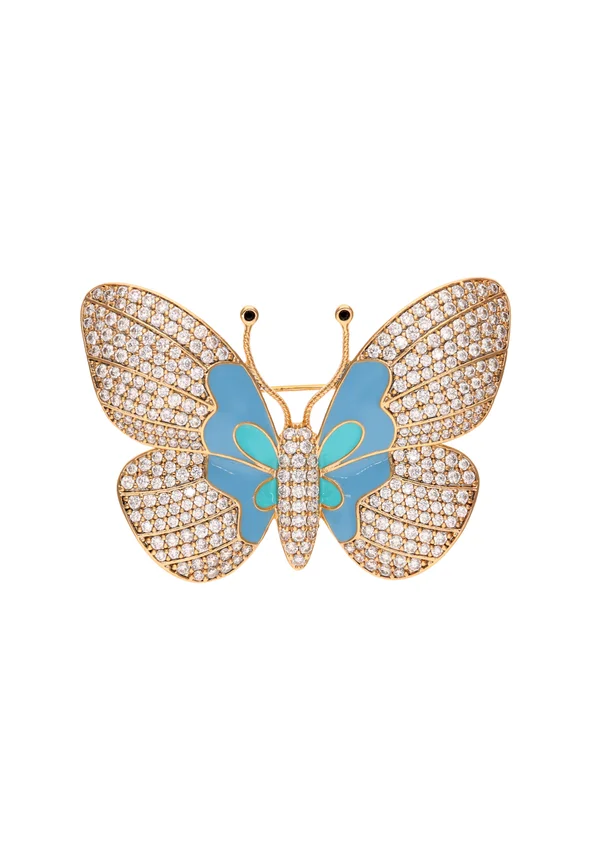 Brosche - rose gold turquoise