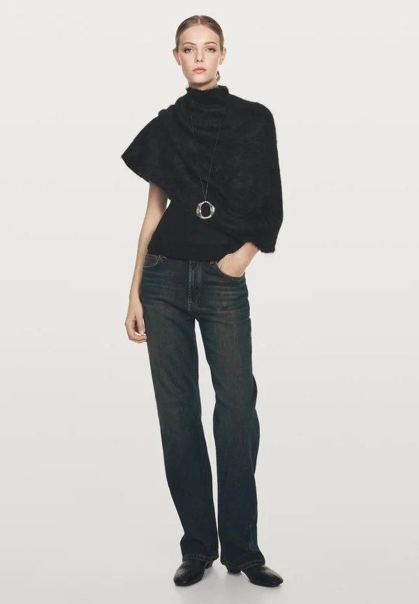 BRUSHED FINISH CAPE - Strickpullover - black