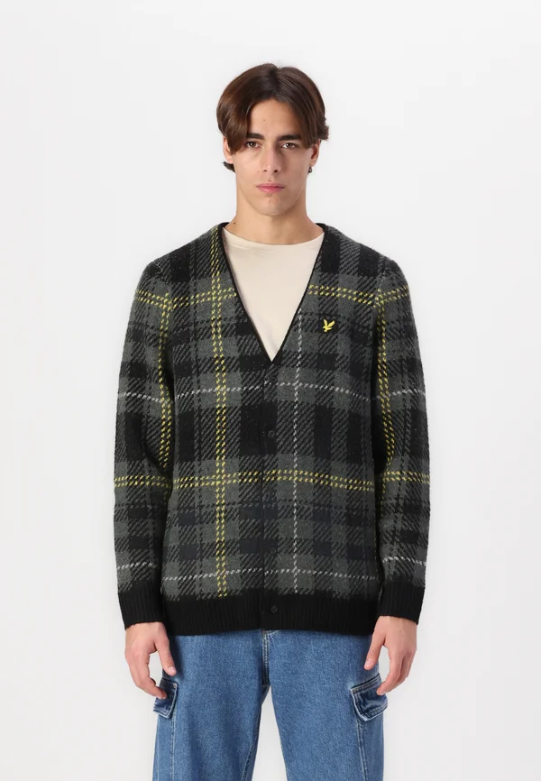 BRUSHED TARTAN  - Strickjacke - jet black