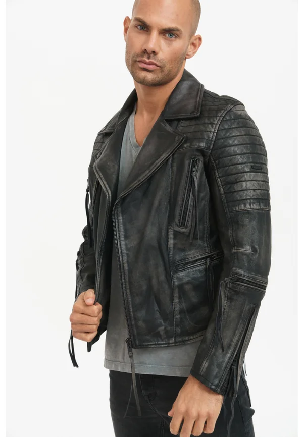 BRYAN - Lederjacke - black
