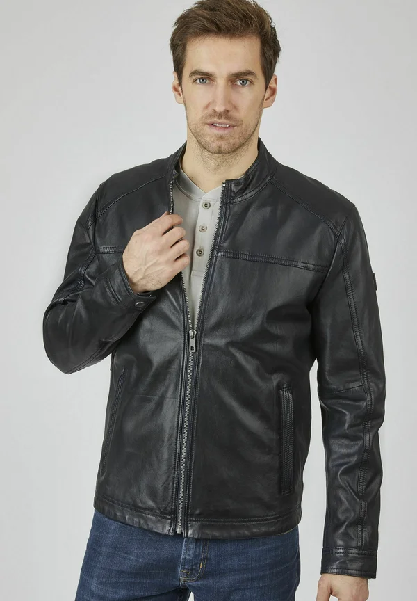 BUALESSIO - Lederjacke - dunkelblau