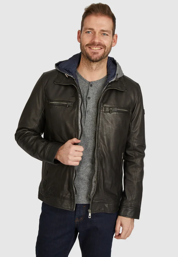 BUAURELINO - Lederjacke - schwarz