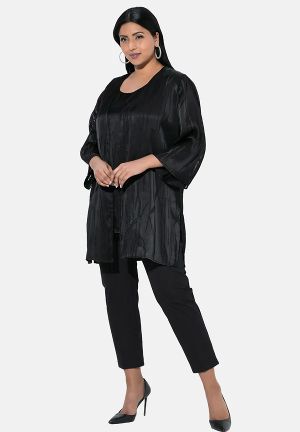 BURNOUT OPEN SHAPE  - Strickjacke - black