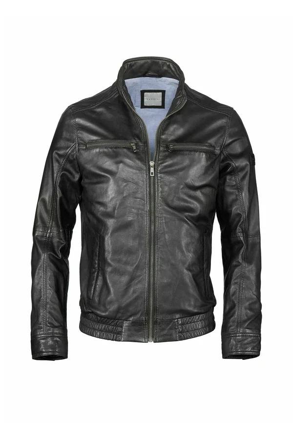 BUSASCHA - Lederjacke - schwarz