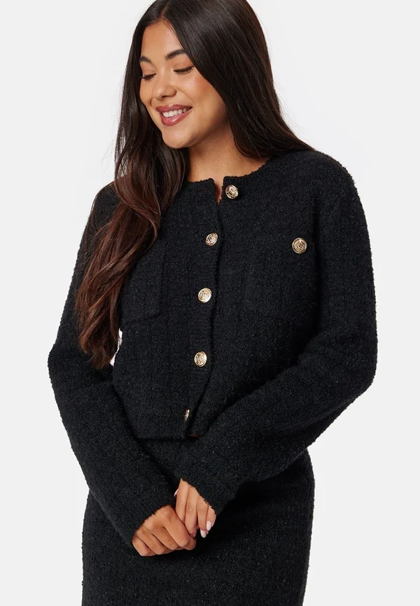 BUTTON KNITTED JACKET - Strickjacke - black