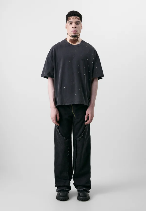 BUTTON UNISEX - T-Shirt print - black