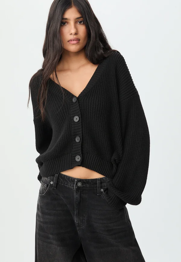 BUTTON-UP  - Strickjacke - black