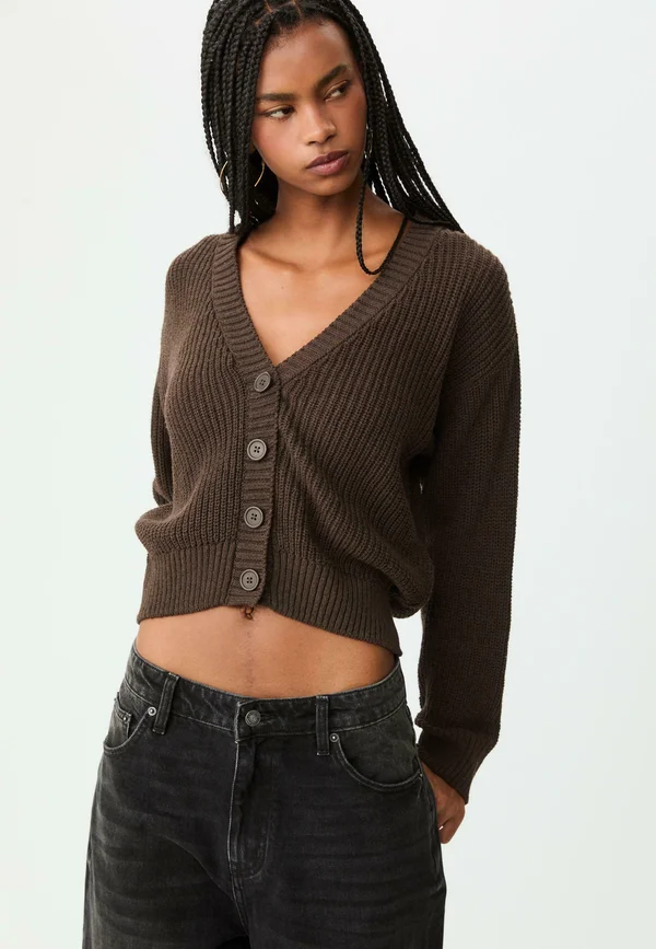 BUTTON-UP  - Strickjacke - dark brown