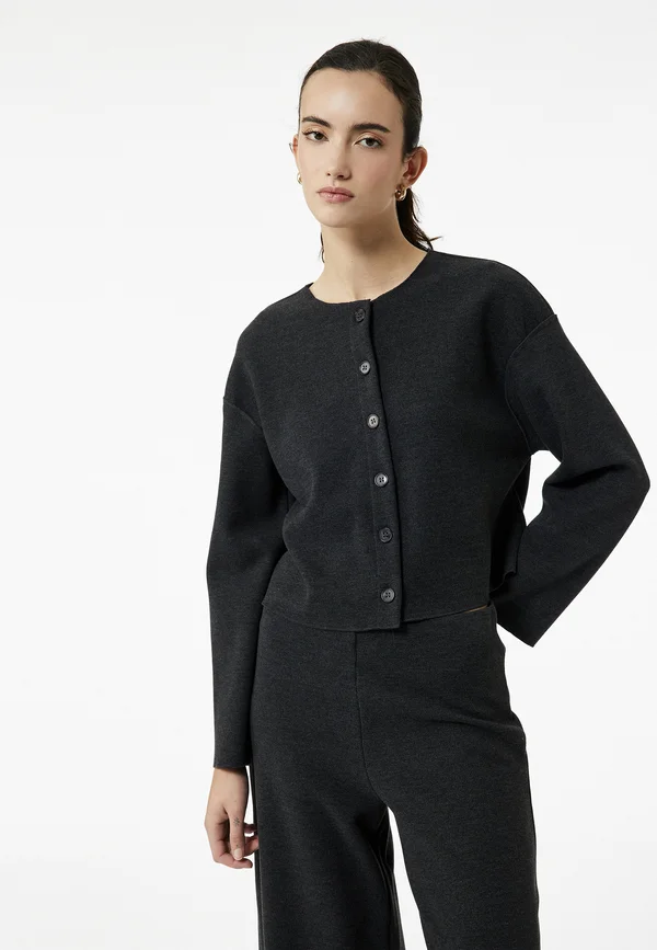 BUTTONED - Strickjacke - anthracite
