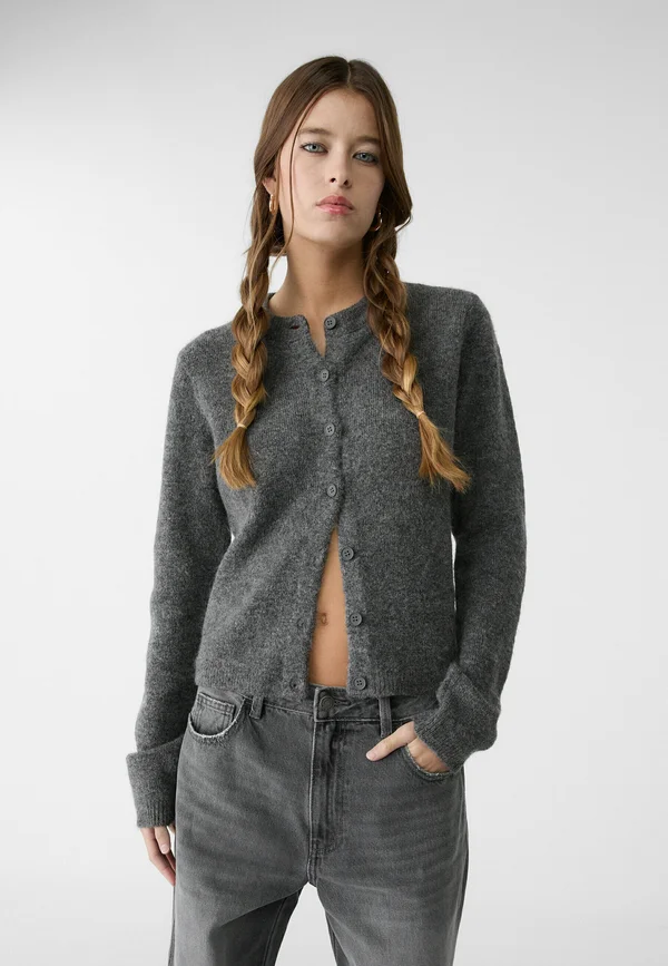 BUTTONED - Strickjacke - dark grey