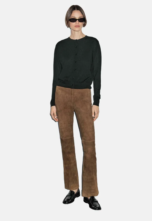 BUTTONED WITH CREW NECK - Strickjacke - black