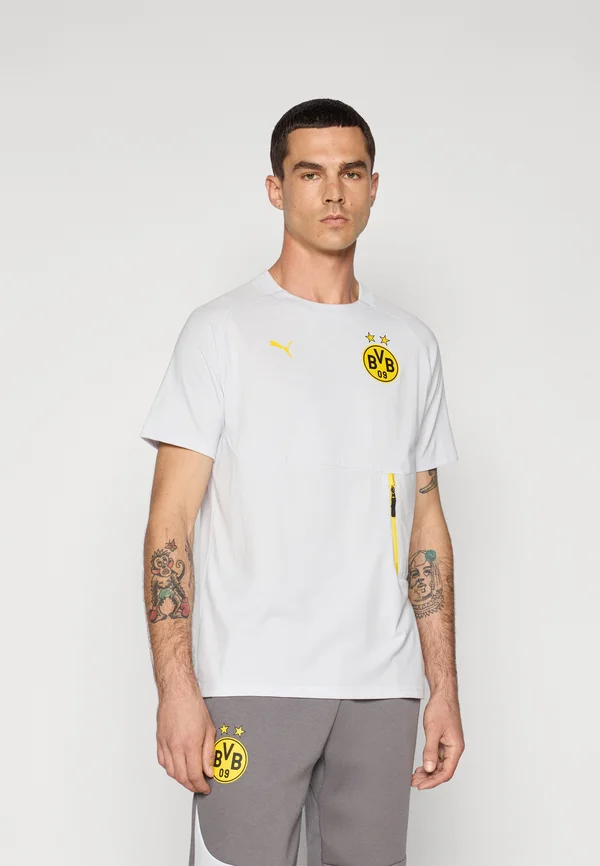 BVB POCKET TEE - Vereinsmannschaften - silver-coloured mist/faster yellow