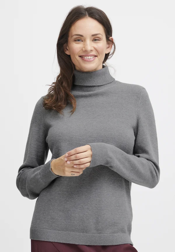 BYMANINA ROLLNECK - Strickpullover - mid grey melange