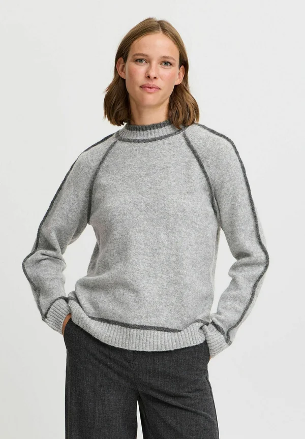 BYNINNA - Strickpullover - mid grey melange mix