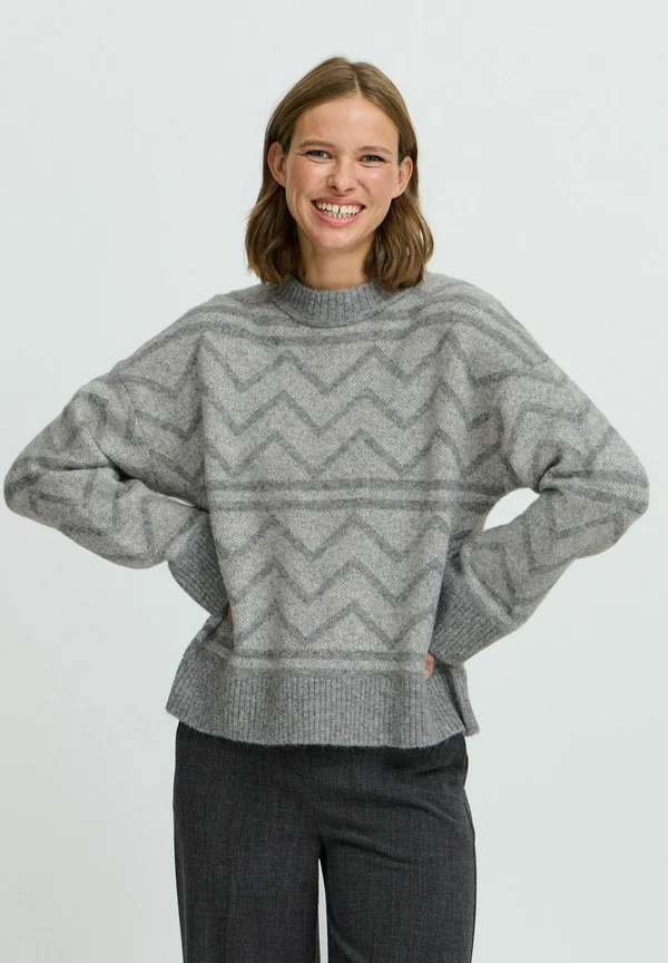 BYOmea - Strickpullover - mid grey melange mix