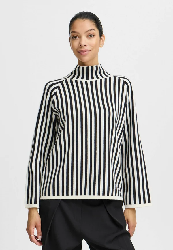 BYOTARI ROLLNECK - Strickpullover - black mix