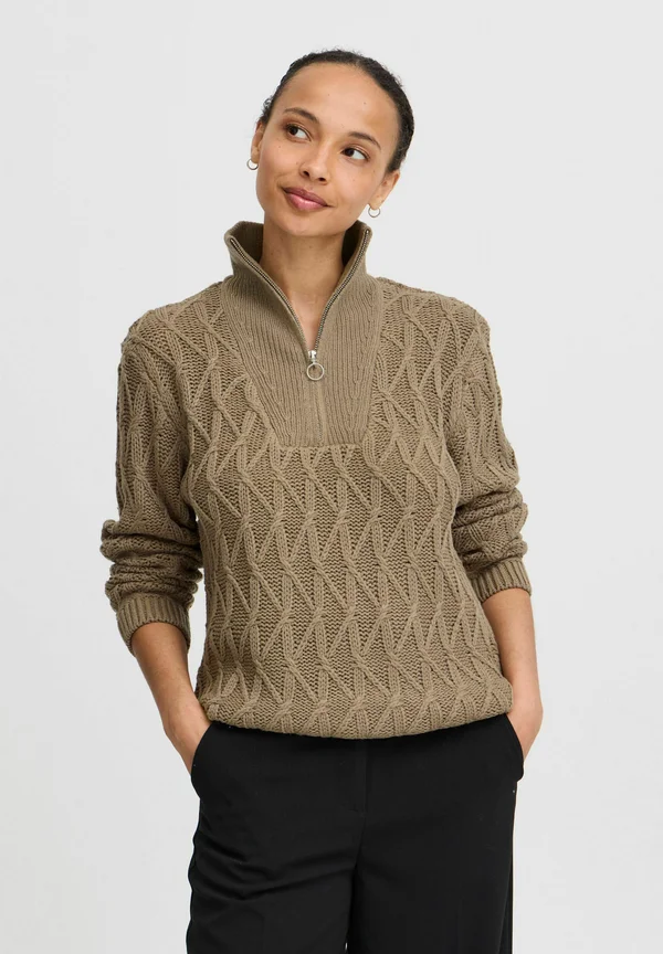 BYOTINKA HALFZIP JUMPER - Strickpullover - walnut