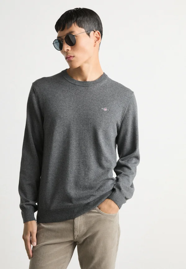 C NECK - Strickpullover - dark grey melange
