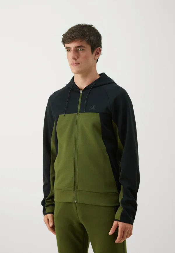 C-TECH COLORBLOCK FULL ZIP HOODIE - Sweatjacke - khaki/black