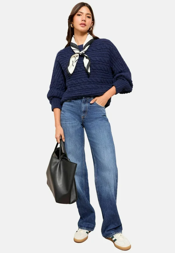 CABLE BATWING - Strickpullover - navy