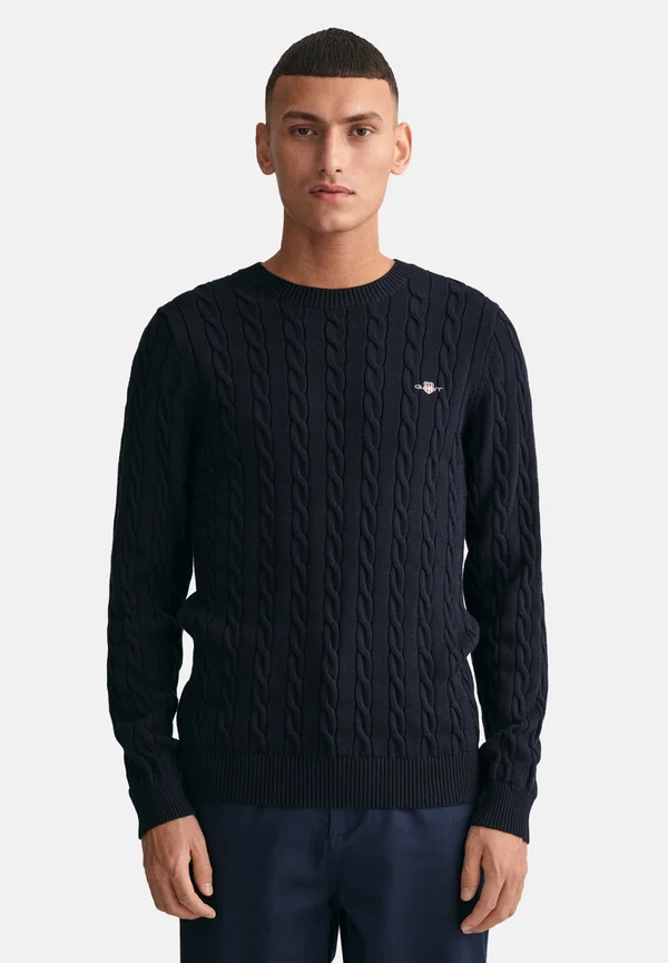 CABLE C-NECK - Strickpullover - evening blue