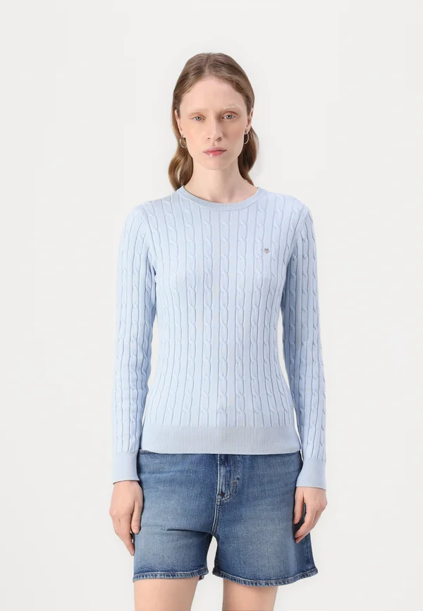 CABLE C NECK - Strickpullover - fresh blue