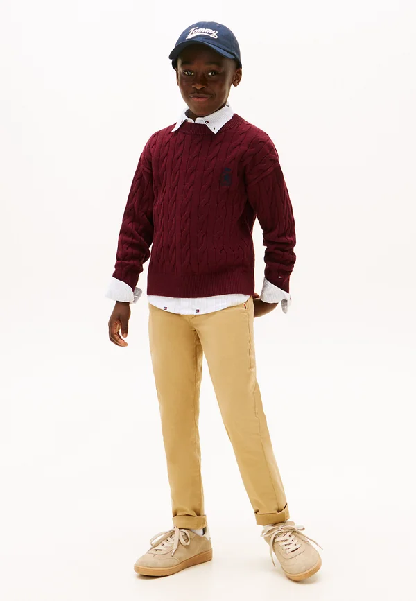 CABLE CREST UNISEX - Strickpullover - deep burgundy heather