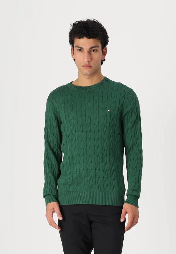 CABLE CREW NECK - Strickpullover - street green