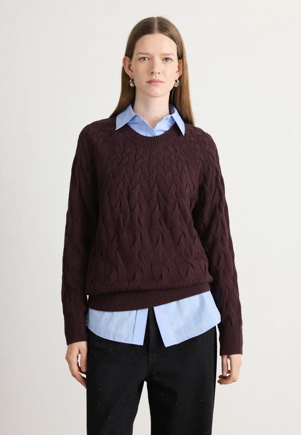 CABLE CREWNECK - Strickpullover - mocha brown