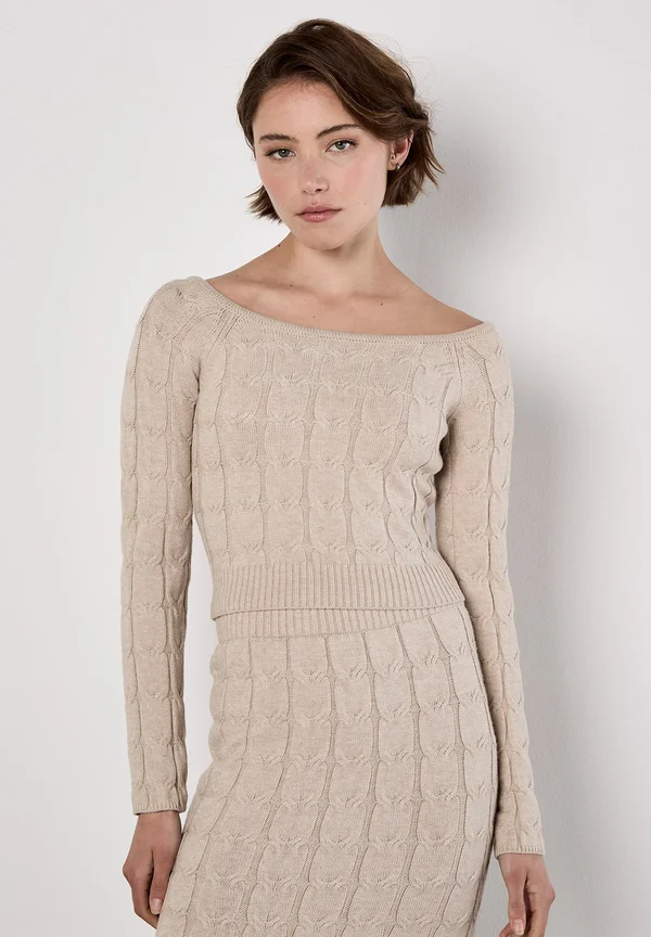 CABLE CROPPED  - Strickpullover - stone