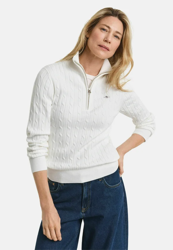 CABLE HALF - Strickpullover - eggshell