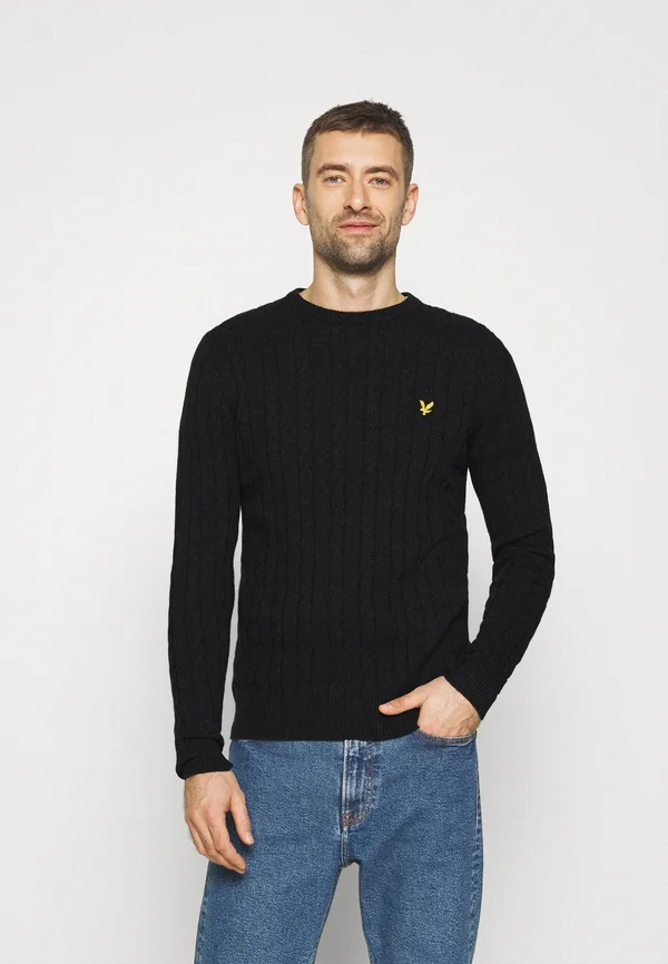 CABLE JUMPER - Strickpullover - jet black marl
