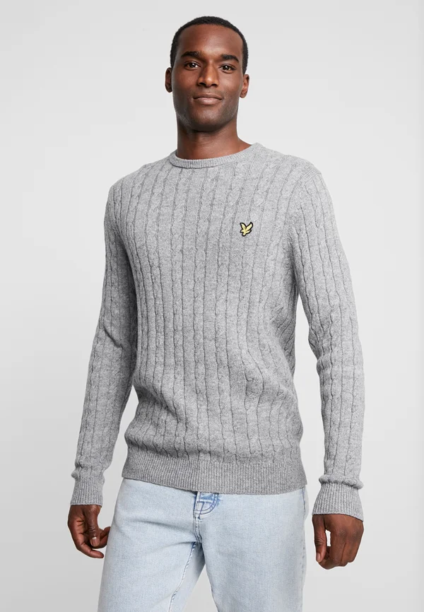 CABLE JUMPER - Strickpullover - mid grey marl
