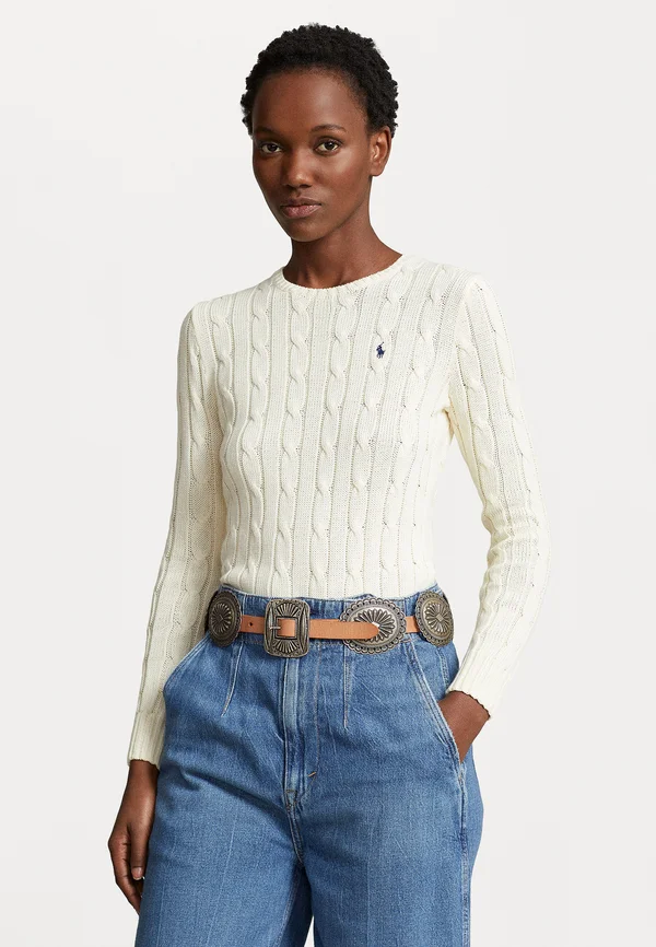 CABLE KNIT COTTON CREWNECK SWEATER - Strickpullover - offwhite