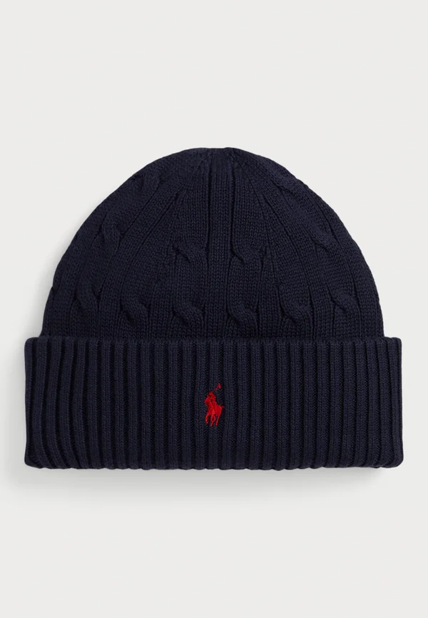 CABLE KNIT COTTON HAT UNISEX - Mütze - rl navy/c3807