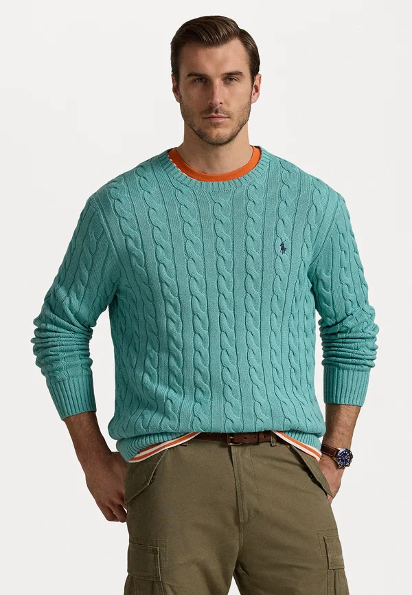 CABLE KNIT COTTON SWEATER - Strickpullover - deep seafoam