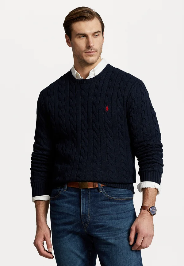 CABLE KNIT COTTON SWEATER - Strickpullover - hunter navy