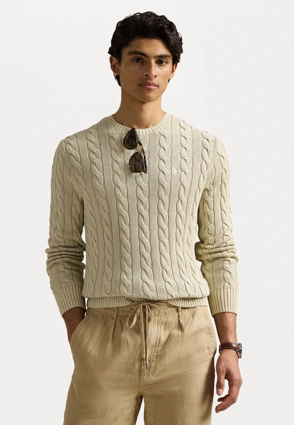 CABLE-KNIT MINERAL-DYED COTTON SWEATER - Strickpullover - natural