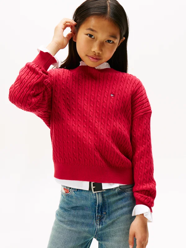 CABLE KNIT RELAXED JUMPER - Strickpullover - ruby rhubarb