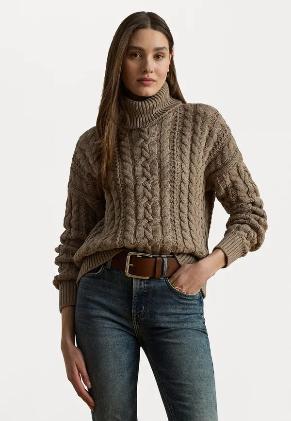 CABLE-KNIT TURTLENECK SWEATER - Strickpullover - adirondack heather