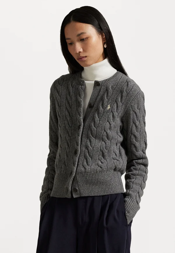 CABLE-KNIT WOOL-CASHMERE CARDIGAN - Strickjacke - flannel grey heather