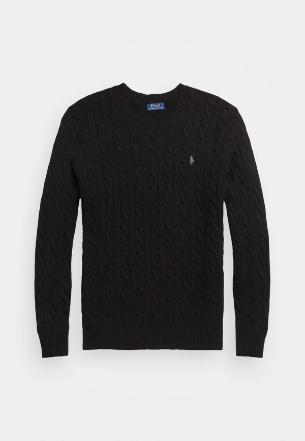 CABLE KNIT WOOL CASHMERE JUMPER - Strickpullover - black