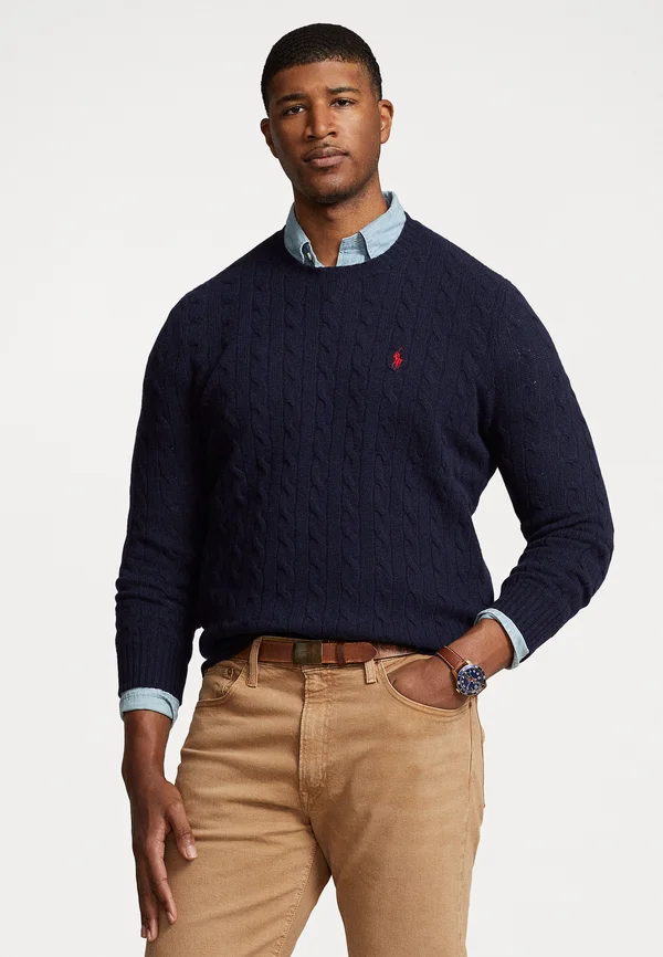 CABLE KNIT WOOL CASHMERE JUMPER - Strickpullover - hunter navy