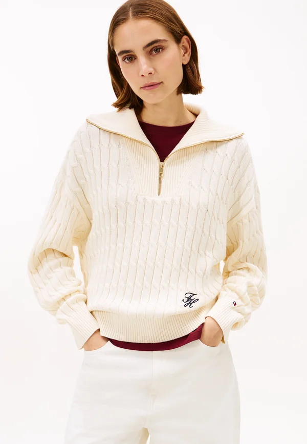 CABLE MID ZIP  - Strickpullover - calico